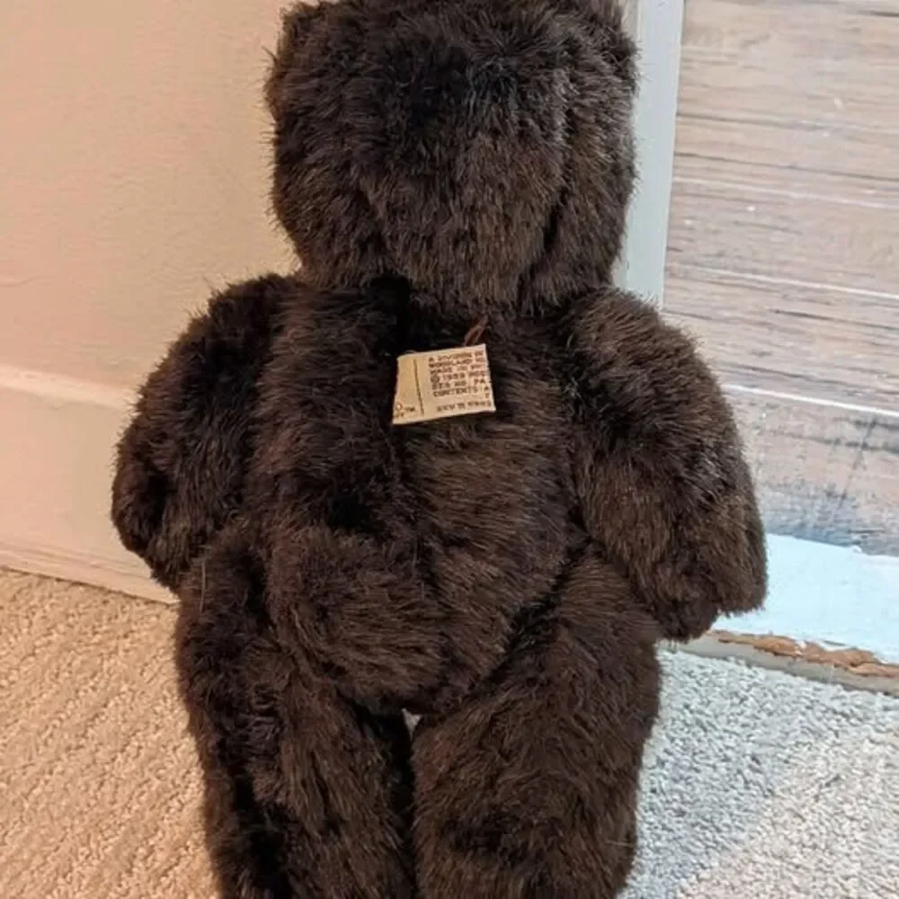 Vintage 1989 Robert Raikes Original Cookie Bear Wood Face Plush 12in Signed Toy